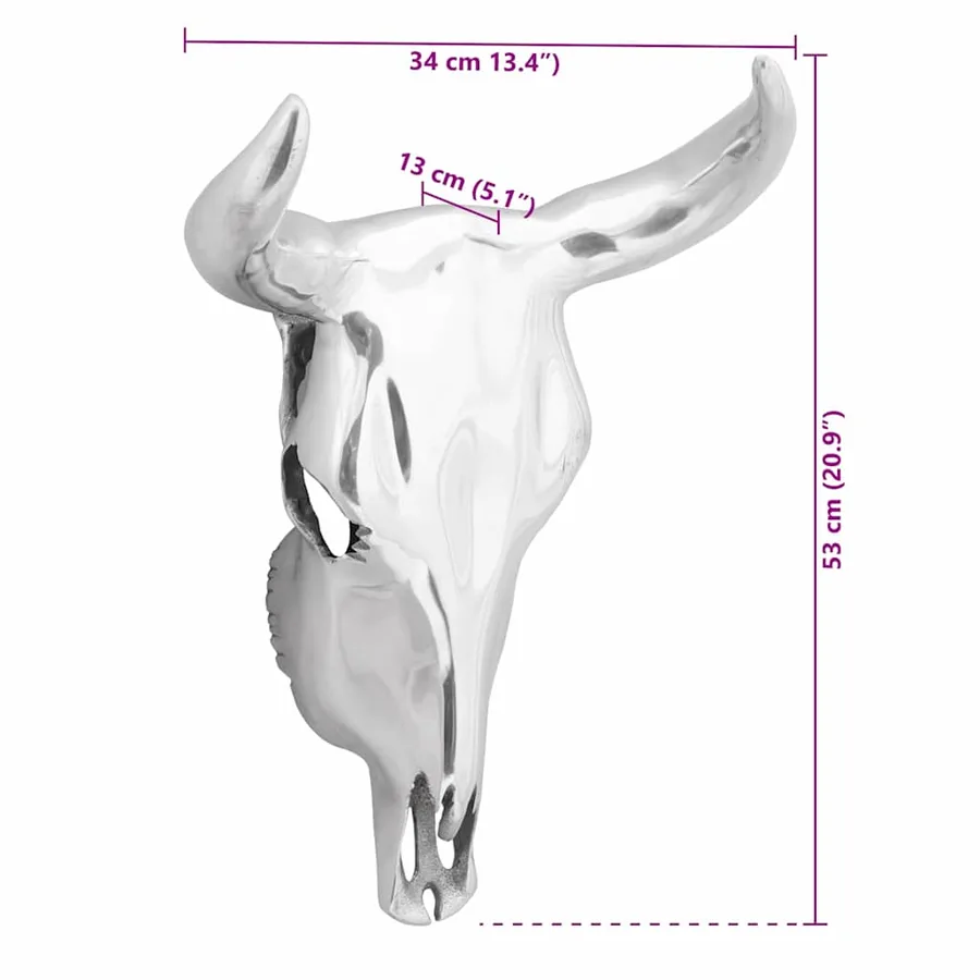 Crâne de taureau Argenté 34 x 13 x 53 cm Aluminium - 9