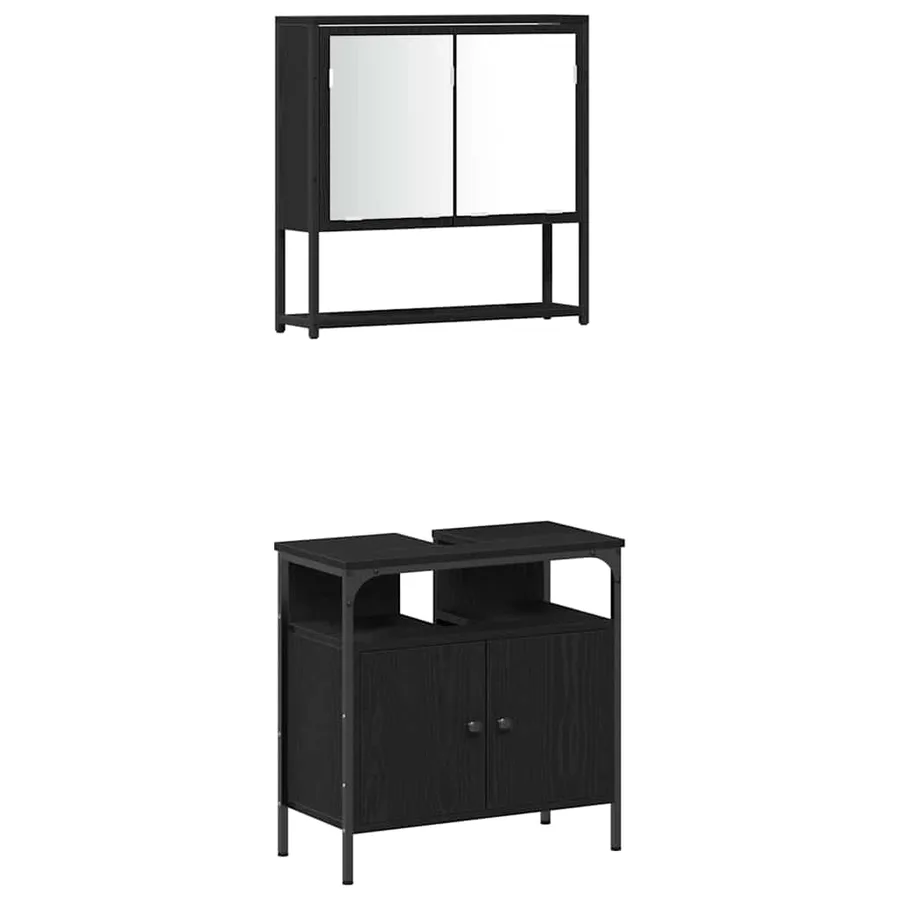 Ensemble de mobilier de salle de bain avec étagère 3 pcs Noir - 6