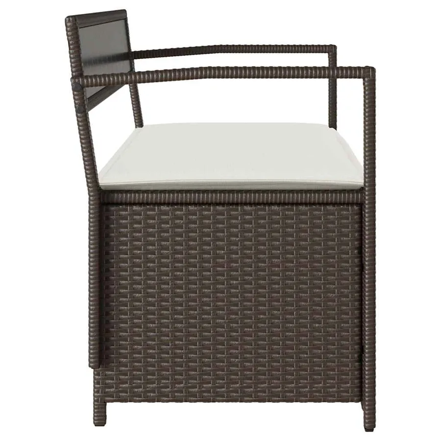 Banc de rangement de jardin avec coussin marron résine tressée - 5