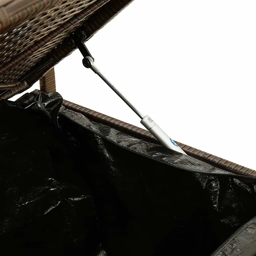 Banc de rangement de jardin avec coussin marron résine tressée - 8