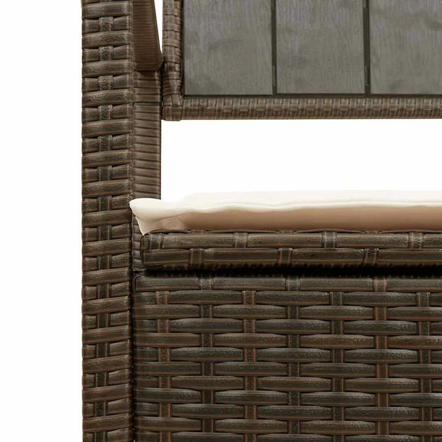 Banc de rangement de jardin avec coussin marron résine tressée - 9