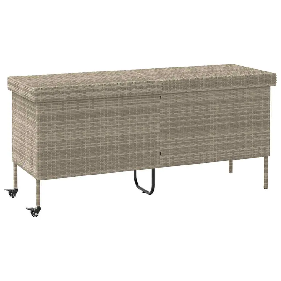 Boîte de rangement de jardin et roues gris clair résine tressée - 2