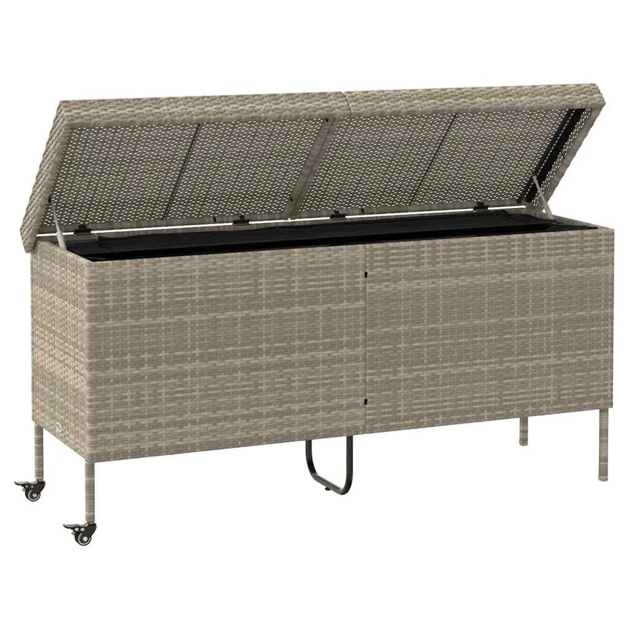 Boîte de rangement de jardin et roues gris clair résine tressée - 4