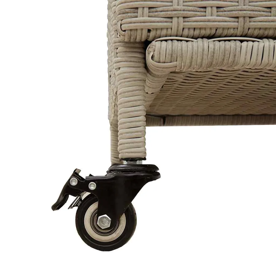 Boîte de rangement de jardin et roues gris clair résine tressée - 9