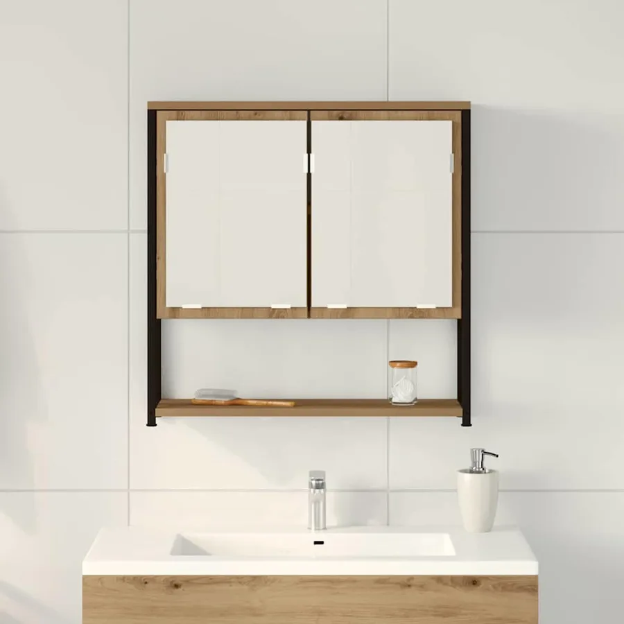 Armoire Miroir Chêne artisanal 60 x 16 x 60 cm - 4