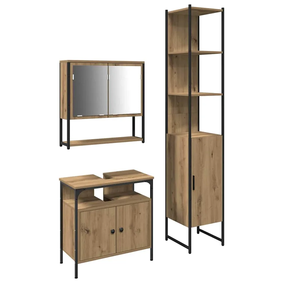 Ensemble de mobilier de salle de bain 3 pc Chêne artisanal - 2
