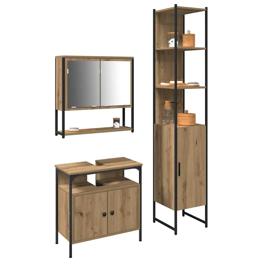 Ensemble de mobilier de salle de bain 3 pc Chêne artisanal - 3