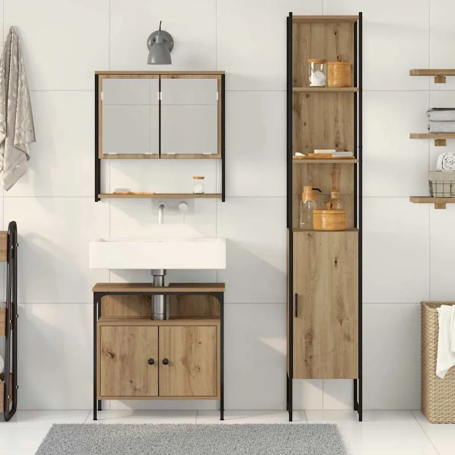 Ensemble de mobilier de salle de bain 3 pc Chêne artisanal - 4