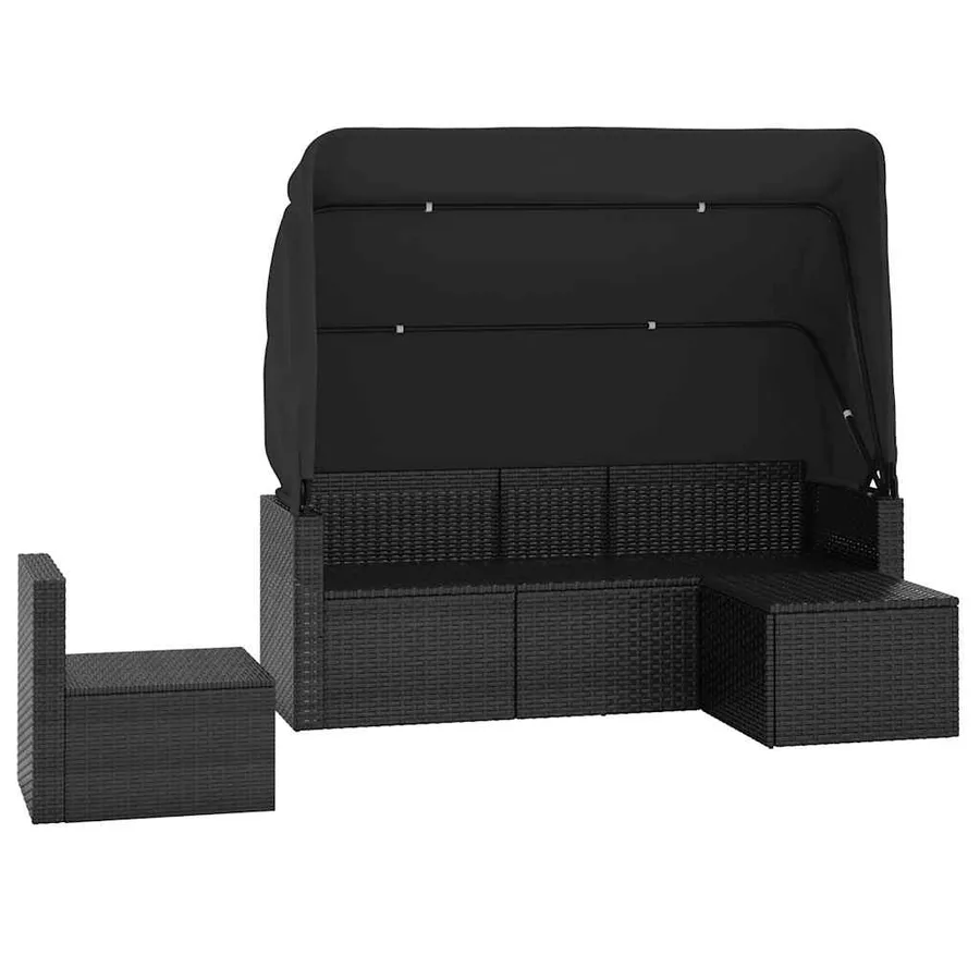 Salon de jardin 4 pcs avec coussins noir résine tressée - 4