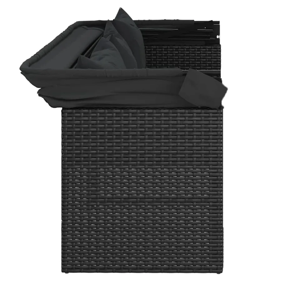 Salon de jardin 4 pcs avec coussins noir résine tressée - 7