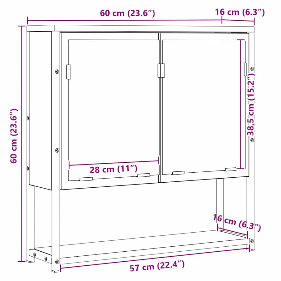 Miroir de salle de bain avec étagère Beige 60 x 16 x 60 cm - 12