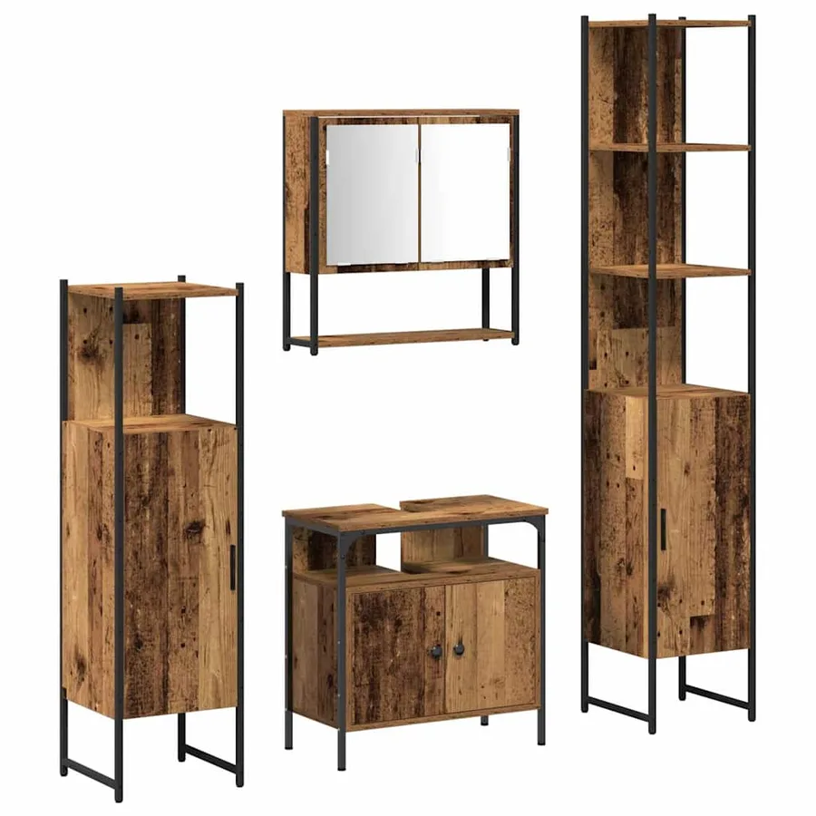 Ensemble de mobilier de salle de bain 4 pcs Bois ancien - 2