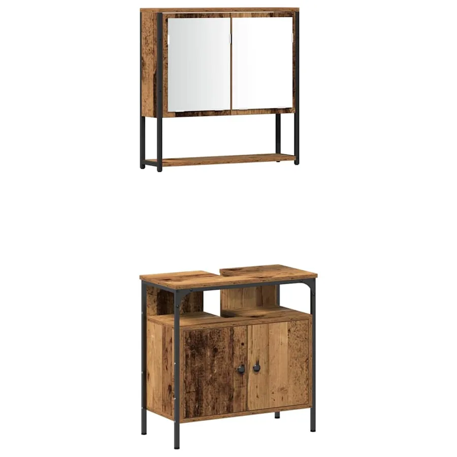 Ensemble de mobilier de salle de bain 4 pcs Bois ancien - 6