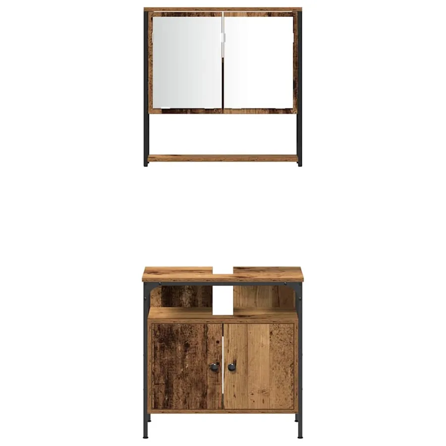 Ensemble de mobilier de salle de bain 4 pcs Bois ancien - 9