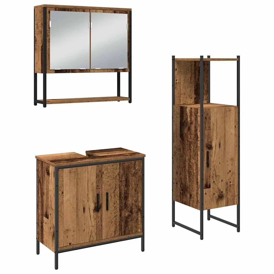 Ensemble de mobilier de salle de bain avec étagère 3 pcs Marron - 2