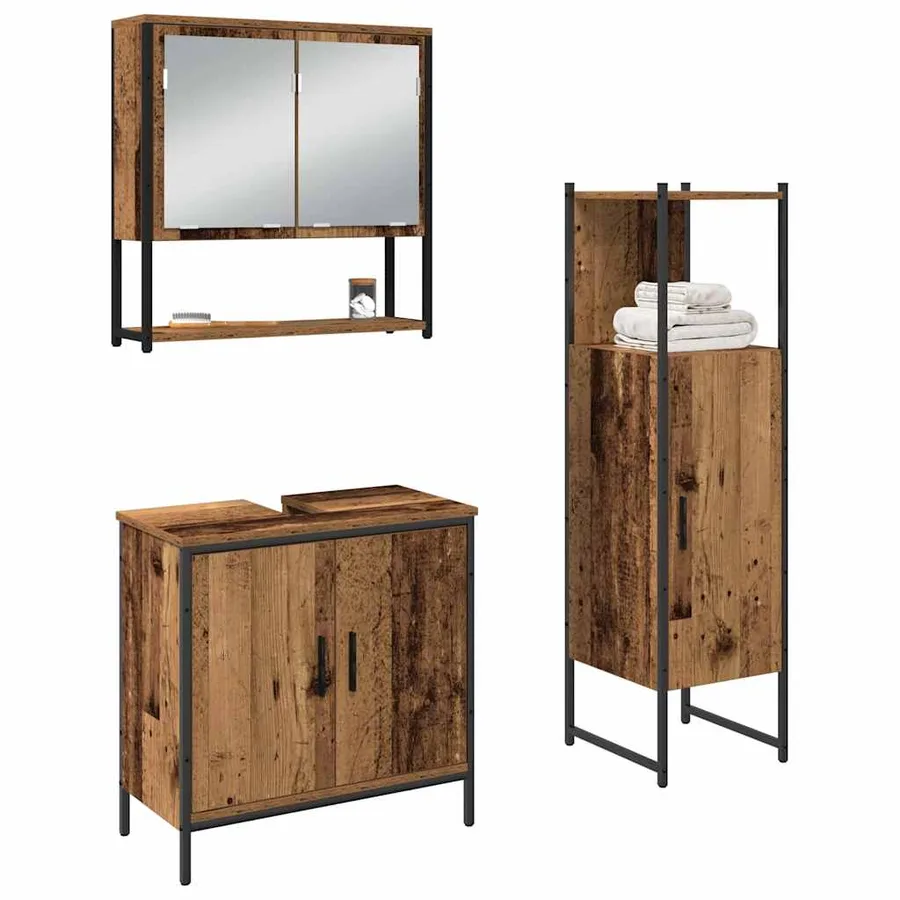 Ensemble de mobilier de salle de bain avec étagère 3 pcs Marron - 3