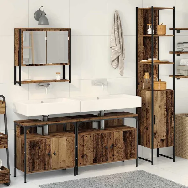 Ensemble de mobilier de salle de bain 4 pcs Bois Ancien