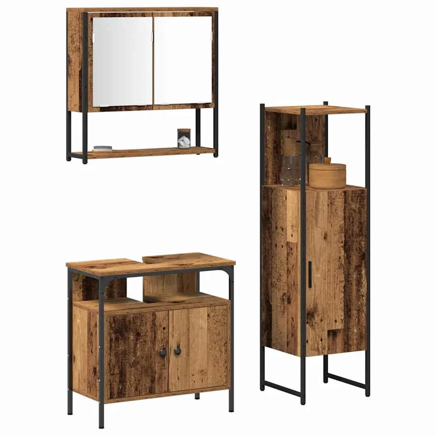 Ensemble de mobilier de salle de bain avec étagère 3 pcs Marron - 3