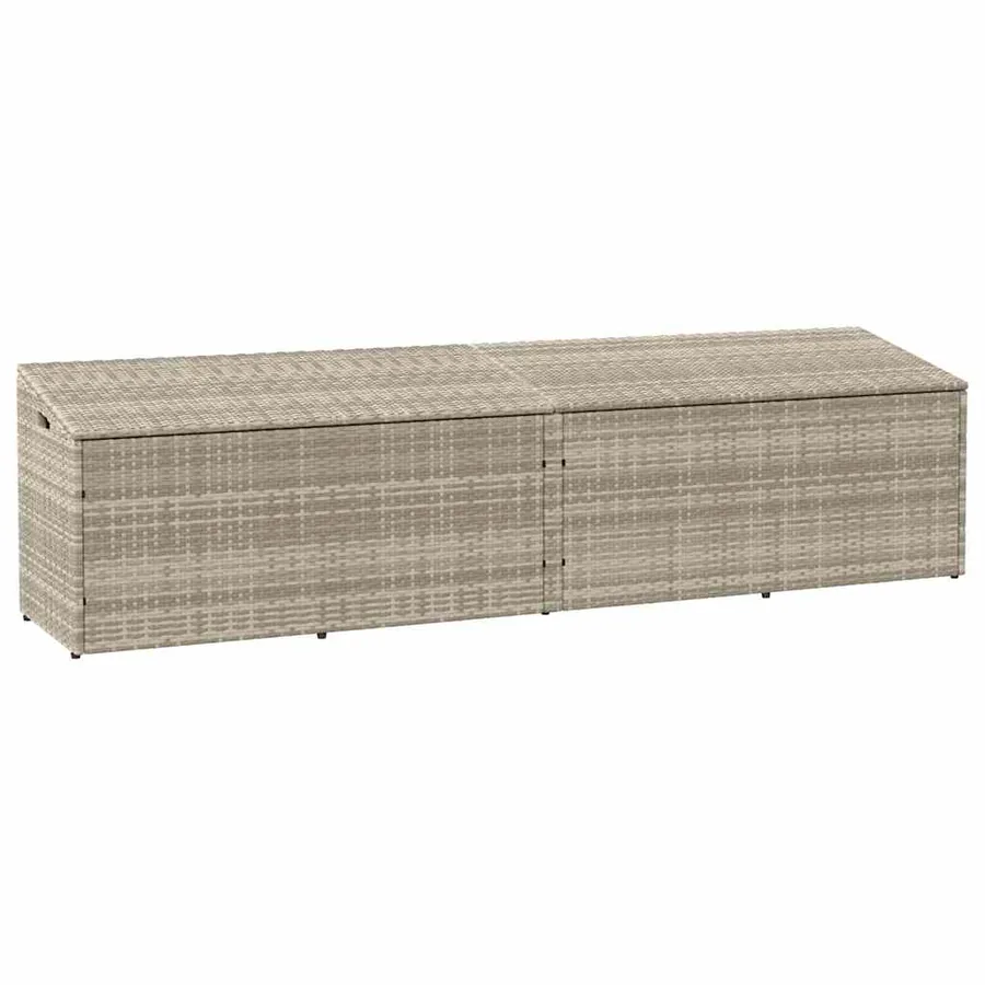 Boîte de rangement de jardin gris clair 220x50x58 cm rotin