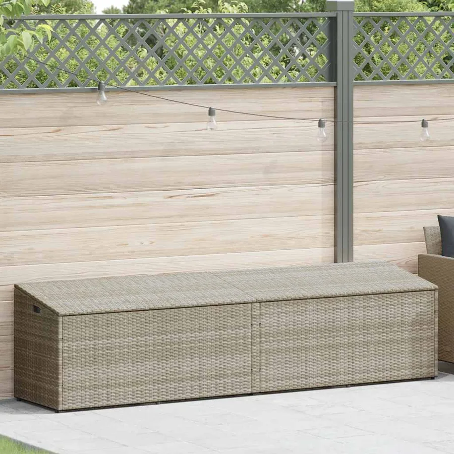 Boîte de rangement de jardin gris clair 220x50x58 cm rotin - 2
