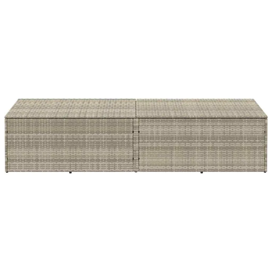 Boîte de rangement de jardin gris clair 220x50x58 cm rotin - 3