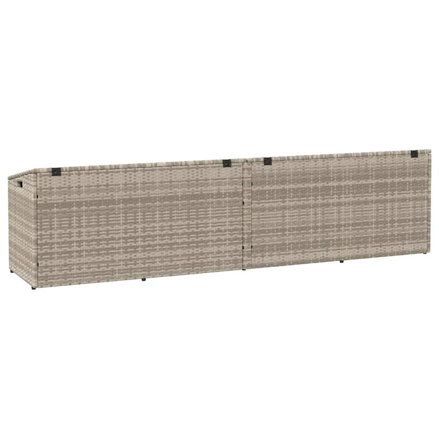 Boîte de rangement de jardin gris clair 220x50x58 cm rotin - 6
