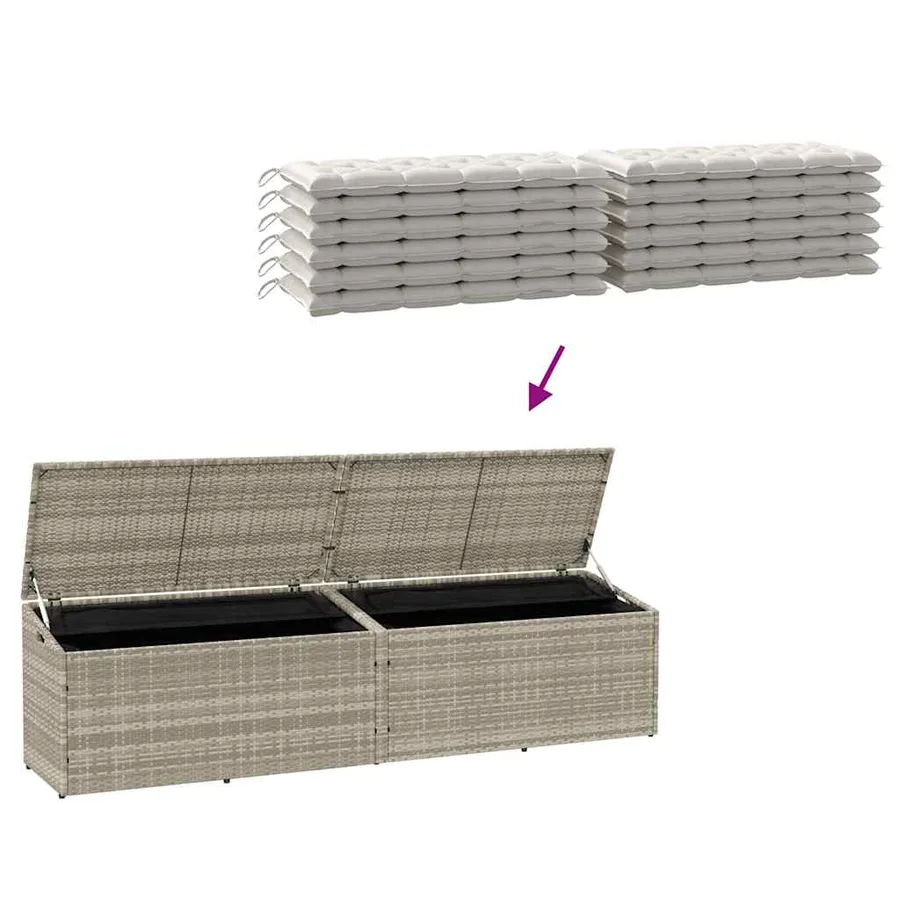 Boîte de rangement de jardin gris clair 220x50x58 cm rotin - 7