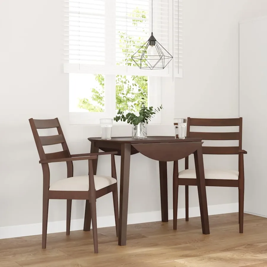 Chaises de salle à manger avec coussins (2 pcs) bois massif marron caoutchouc