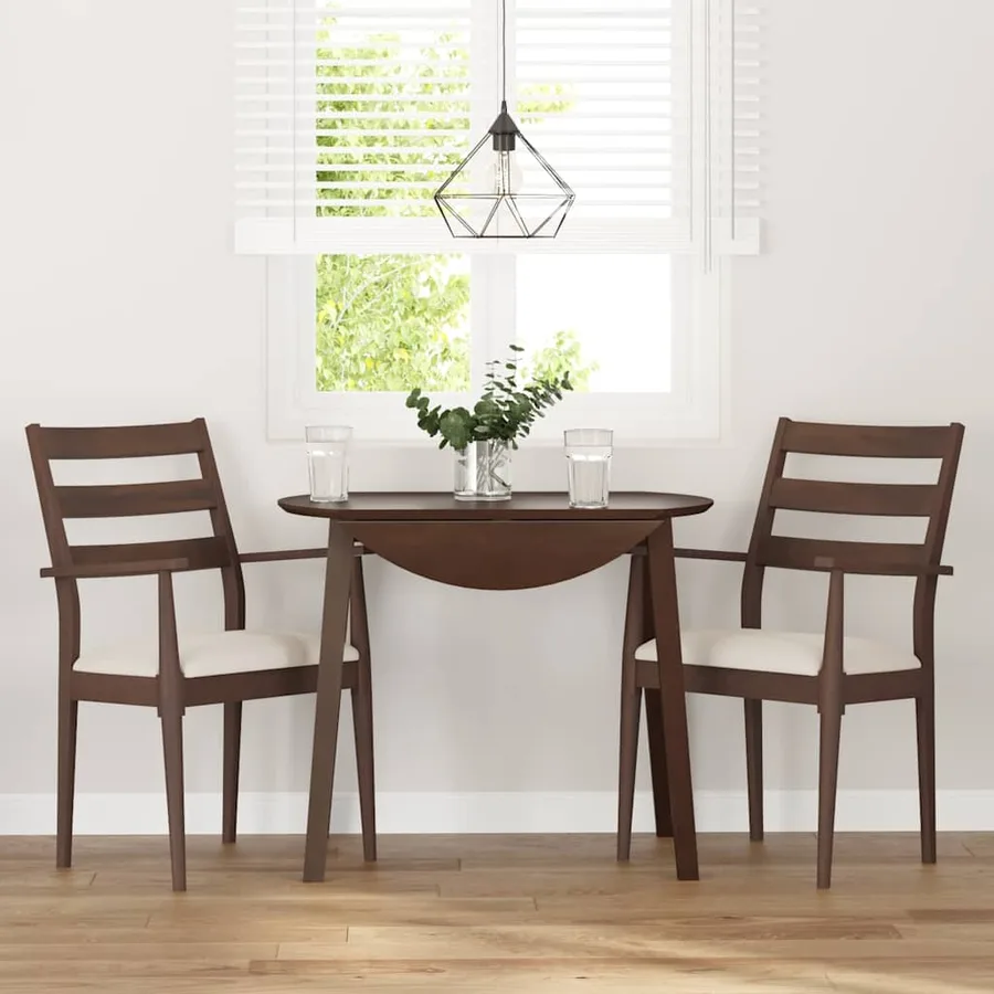 Chaises de salle à manger avec coussins (2 pcs) bois massif marron caoutchouc - 3