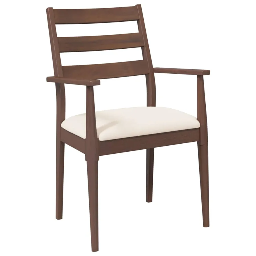 Chaises de salle à manger avec coussins (2 pcs) bois massif marron caoutchouc - 4