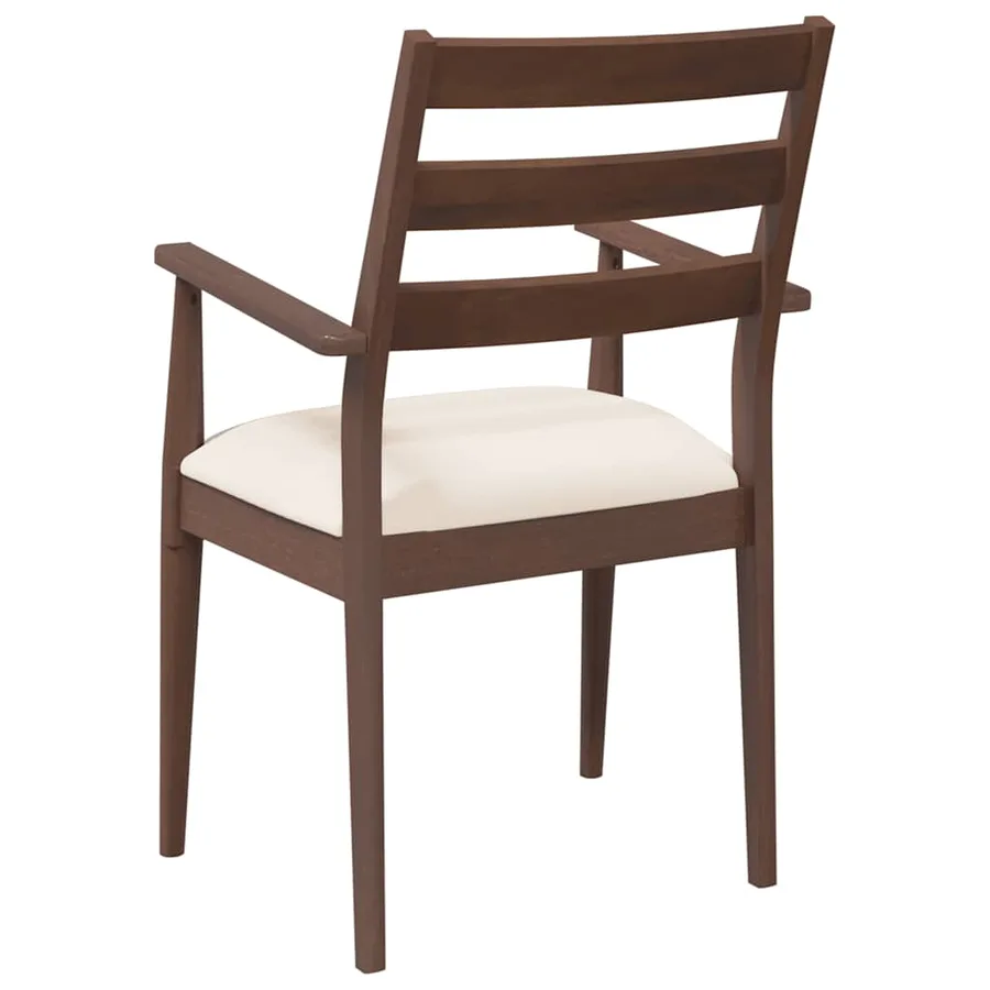 Chaises de salle à manger avec coussins (2 pcs) bois massif marron caoutchouc - 7