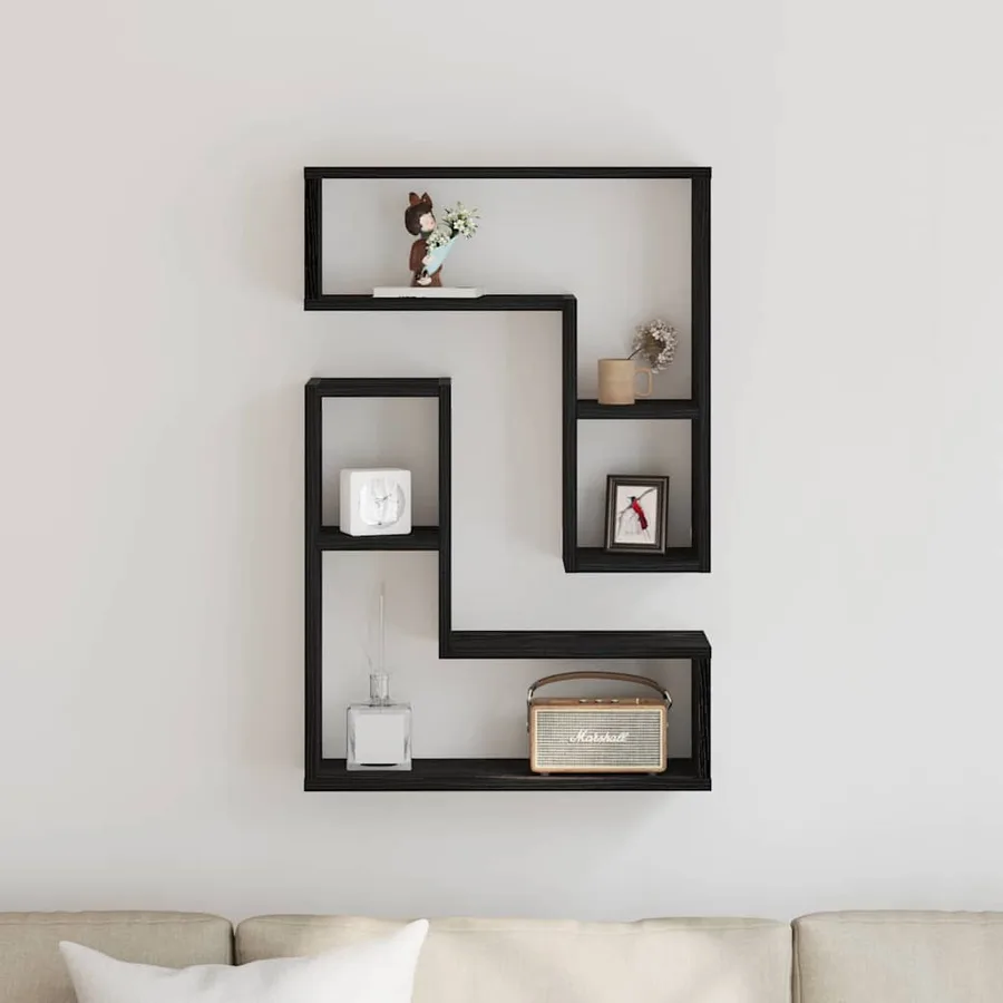 Étagère Murale avec étagère 2 pcs Chêne noir 50 x 15 x 85 cm - 4