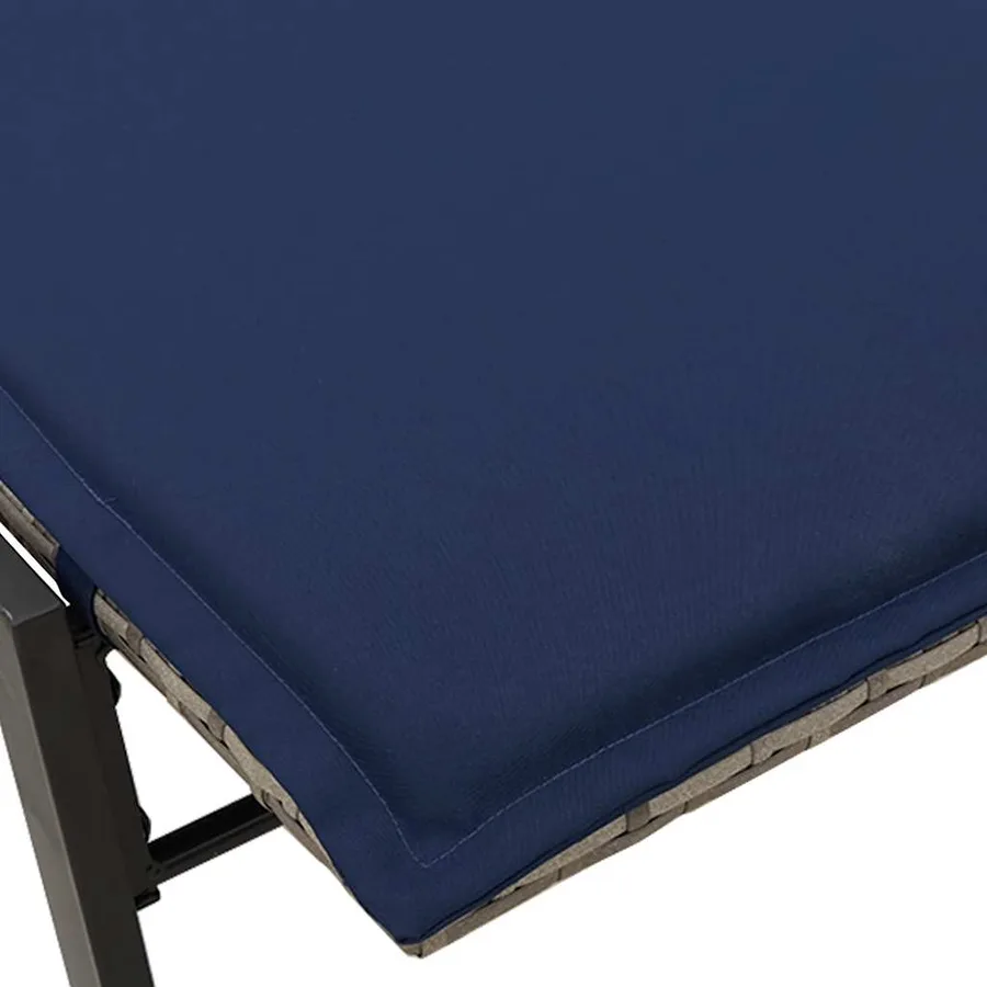 Chaise longue avec coussin gris résine tressée - 10