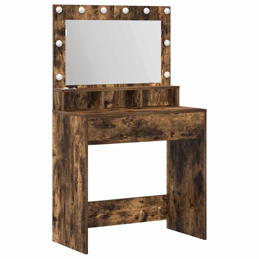 Table de Toilette avec étagère Chêne fumé 75,5 x 41 x 135 cm - 2