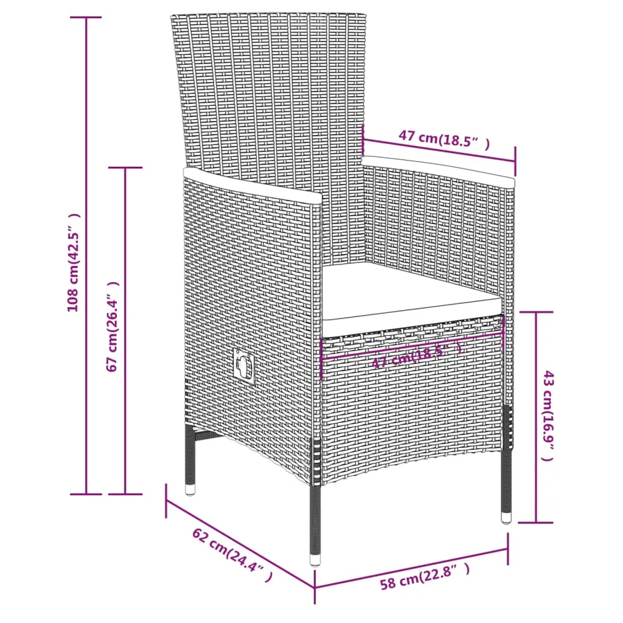 Ensemble à manger de jardin avec coussins 5 pcs Gris - 8