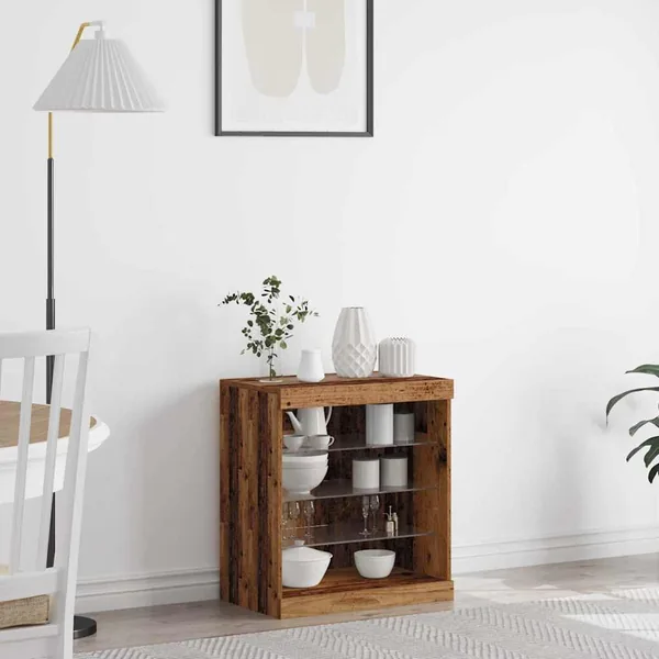 Buffet LED Bois ancien 60,5 x 37 x 67 cm Bois d'ingénierie