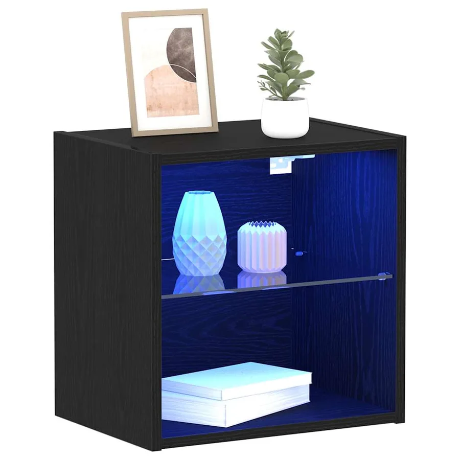 Étagère flottante avec lumière LED Noir 40 x 28,5 x 40 cm - 3