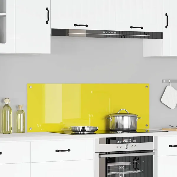 Crédence de cuisine Jaune 120 x 40 cm verre trempé