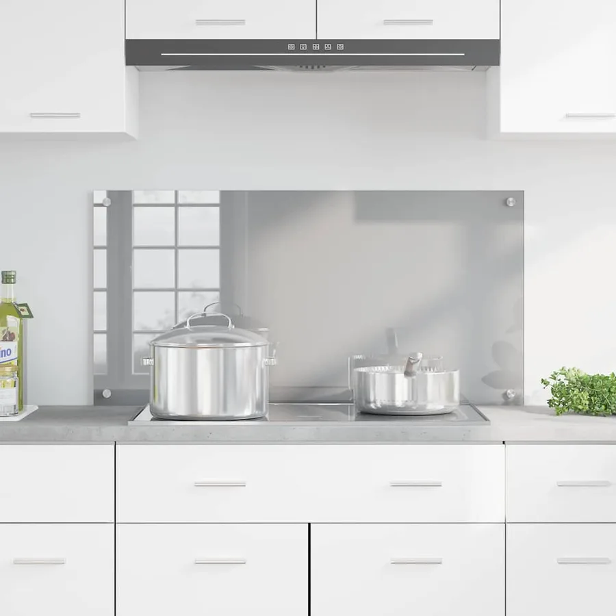 Crédence de cuisine Gris clair 100 x 50 cm verre trempé - 3