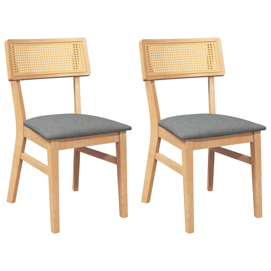 Chaises à manger coussins 2 pcs bois massif caoutchouc - 2