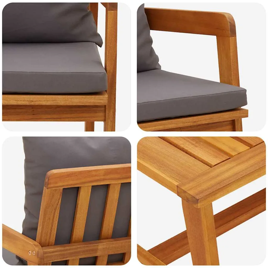 Ensemble bistrot 2 pcs Huile Naturelle Bois d'Acacia Massif - 10