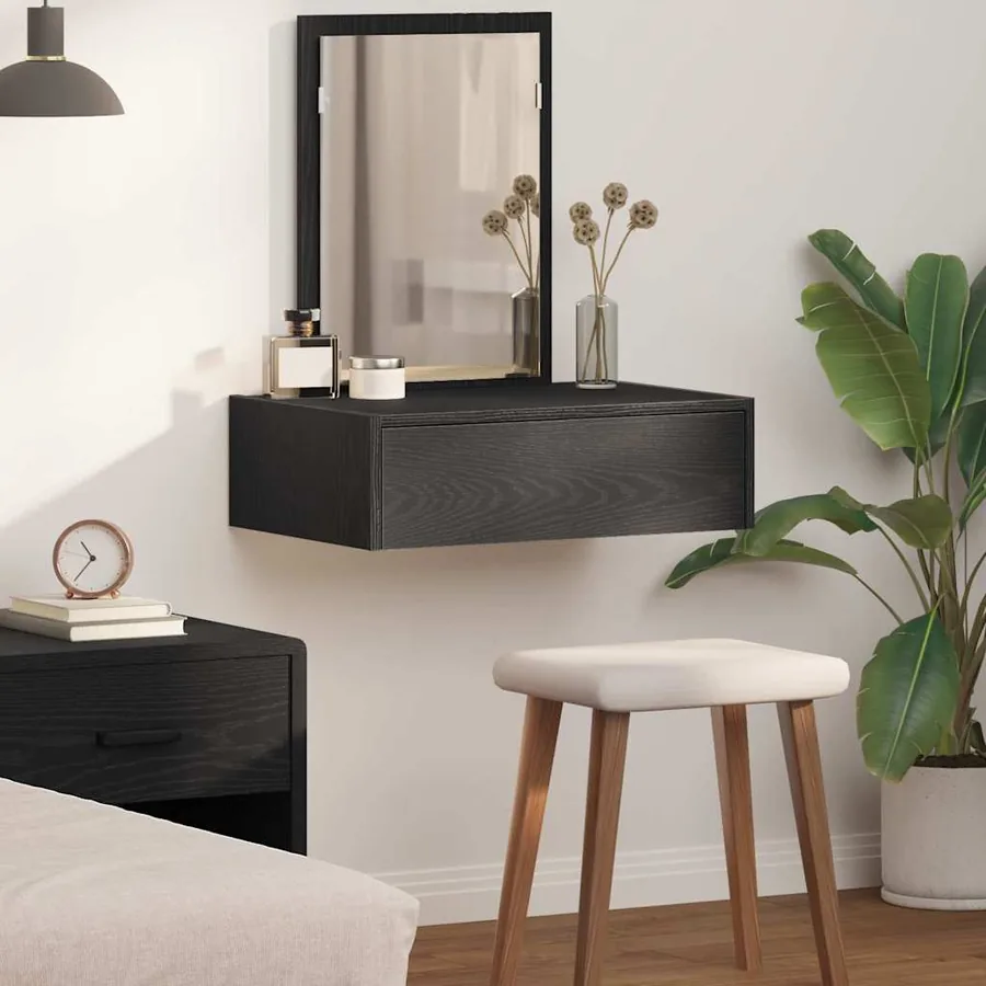 Table de Toilette Noir 60 x 40 x 70 cm Bois d'ingénierie