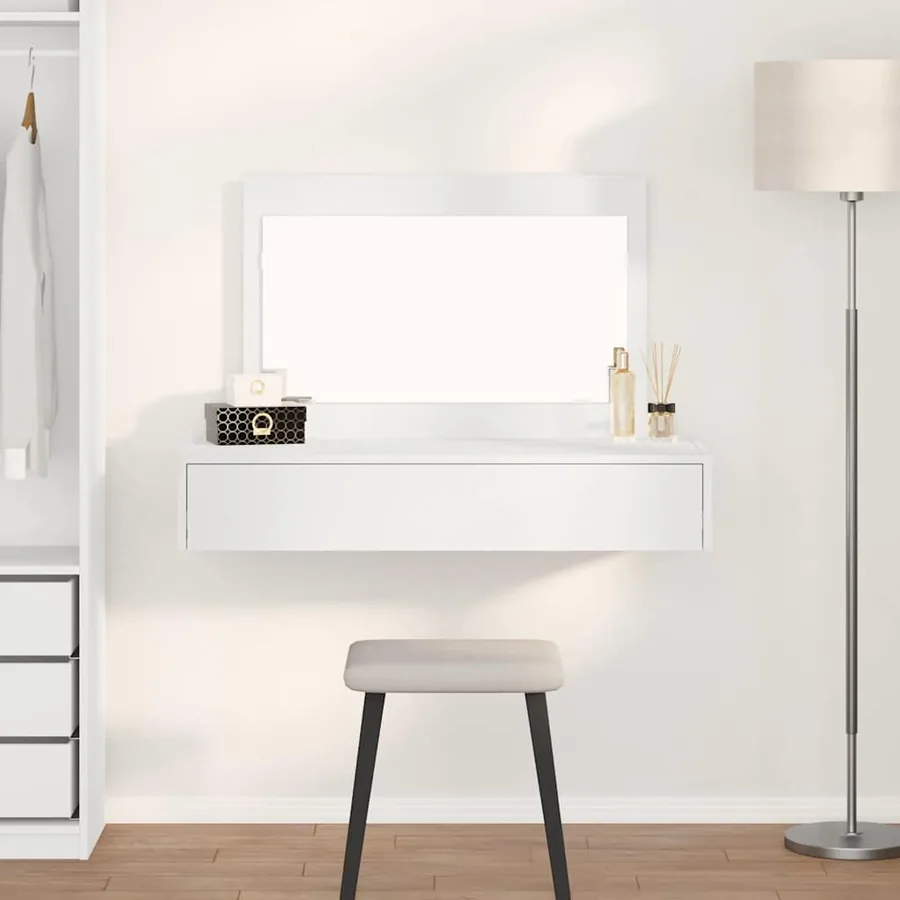 Table de Toilette Blanc 100 x 40 x 70 cm Bois d'ingénierie