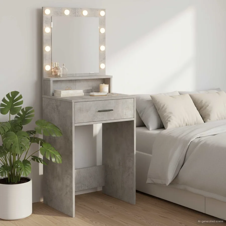 Table de Toilette Gris béton 50 x 41 x 135 cm Bois d'ingénierie