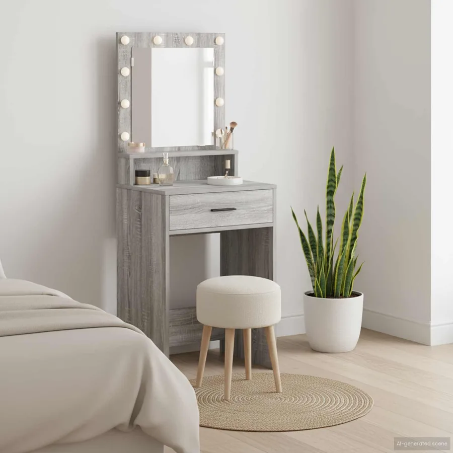 Table de Toilette avec tiroir Gris Sonoma 50 x 41 x 135 cm
