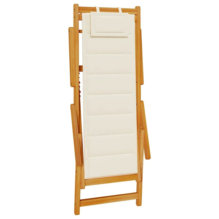 Chaise pliante avec accoudoirs en bois d'acacia crème et textilène - 4