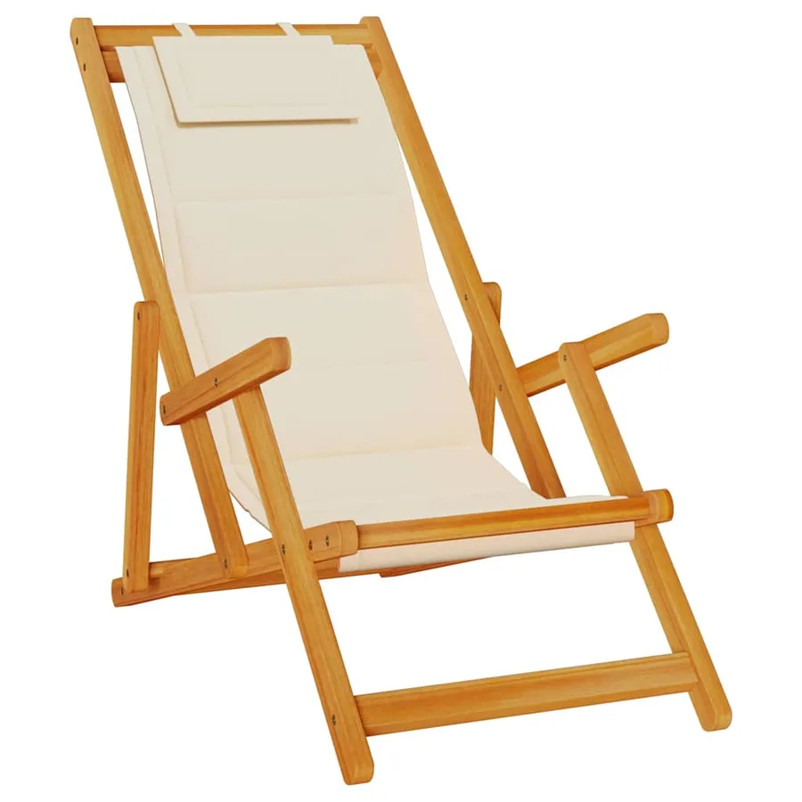 Chaise de plage avec coussin 2 pcs Marron Bois d'Acacia Massif - 4