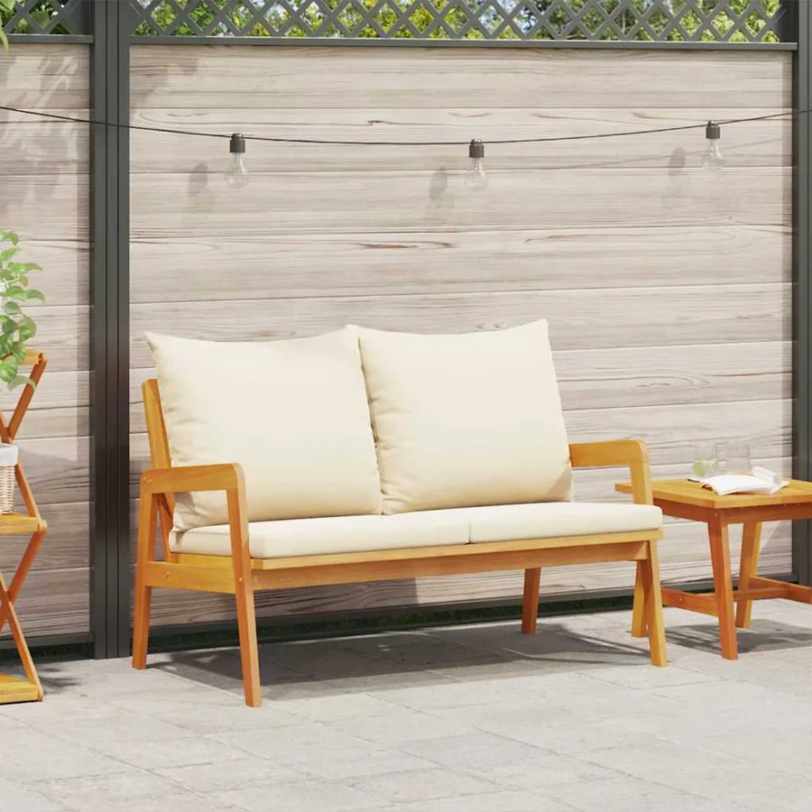 Banc de jardin avec coussin Huile Naturelle 115 x 65 x 71 cm