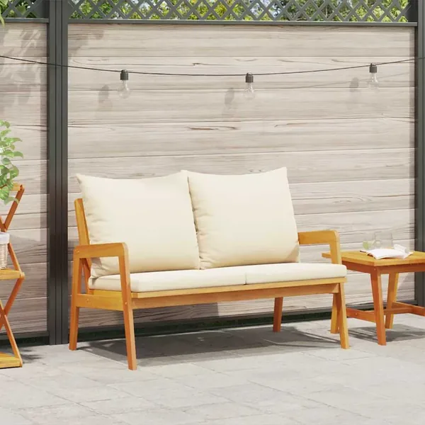 Banc de jardin avec coussin Huile Naturelle 115 x 65 x 71 cm