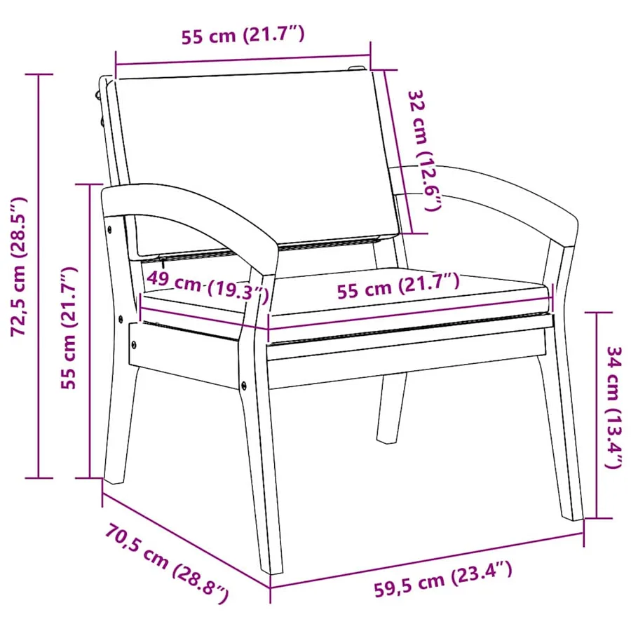 Chaise de jardin 2 pcs Huile Naturelle Bois d'Acacia Massif - 8